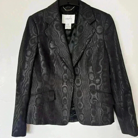 NEW! L.K. Bennett Satin Patterned Tailored Single-Breasted Blazer - Picture 1 of 8